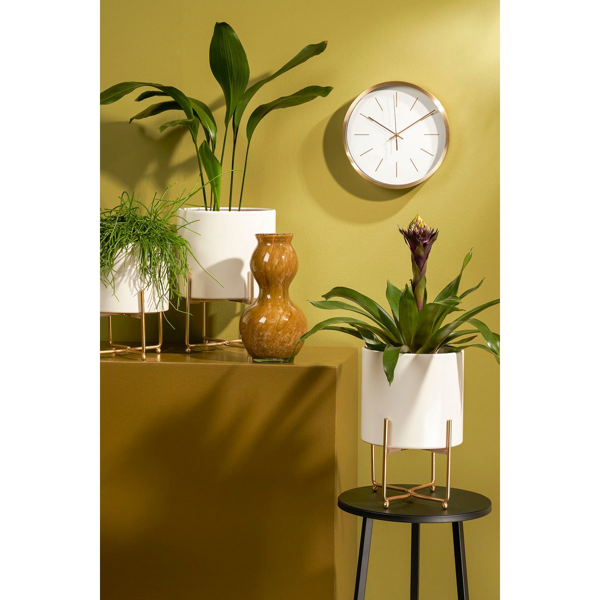 Clara Bloempot op Standaard - Set van 3 - H32 x Ø24 cm - Wit