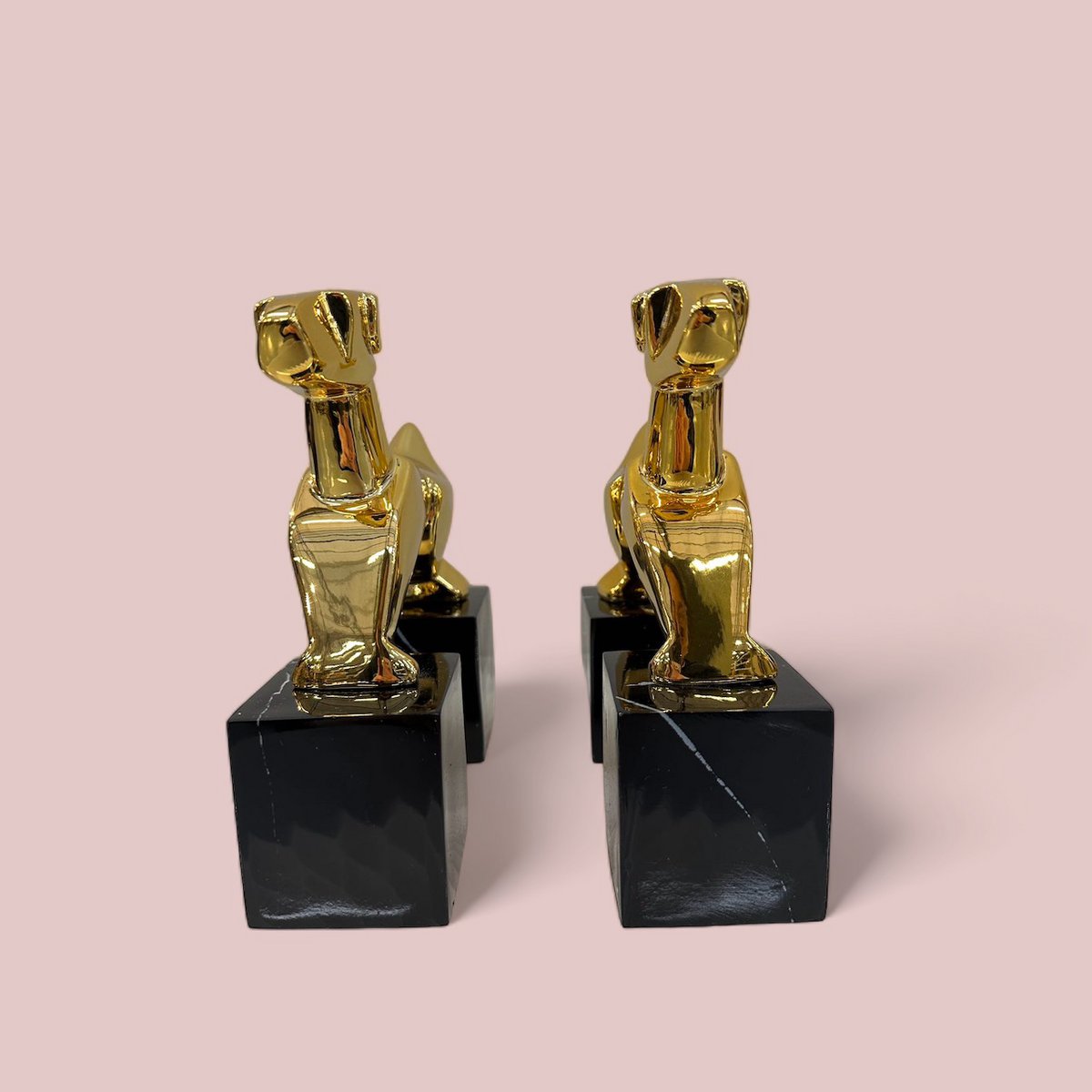 Modernist Art Deco Chrome Terrier Statues Puppy Bookends (Set of 2)
