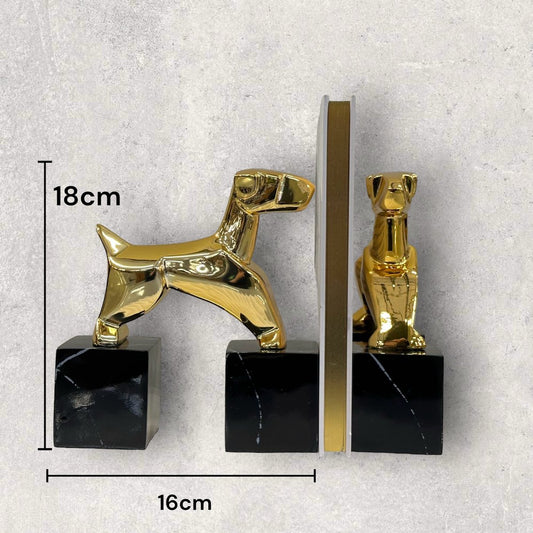 Modernist Art Deco Chrome Terrier Statues Puppy Bookends (Set of 2)