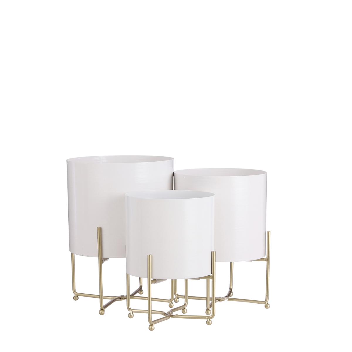 Clara Bloempot op Standaard - Set van 3 - H32 x Ø24 cm - Wit