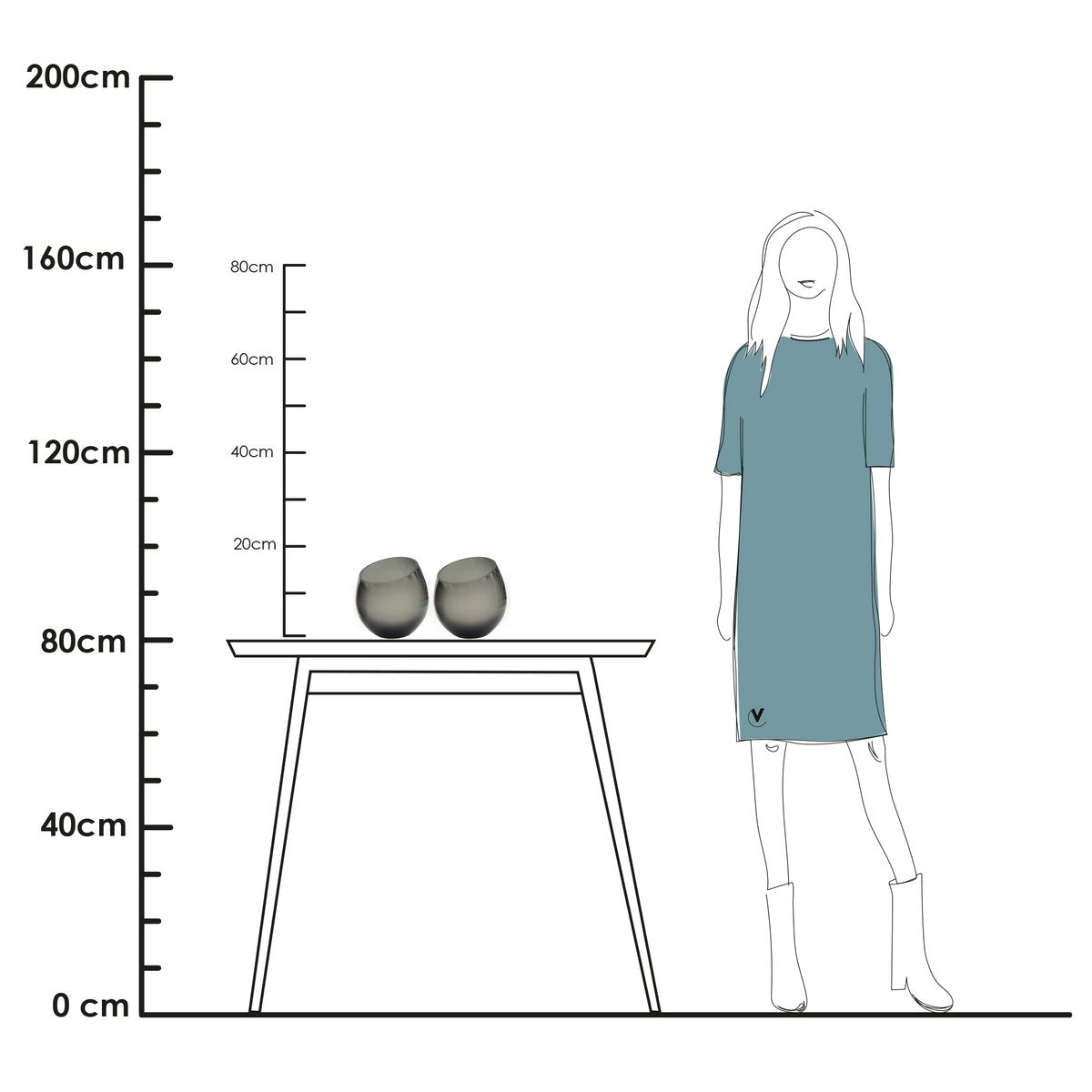 Waxinelichthouder - Moho grey (set van 2 stuks)