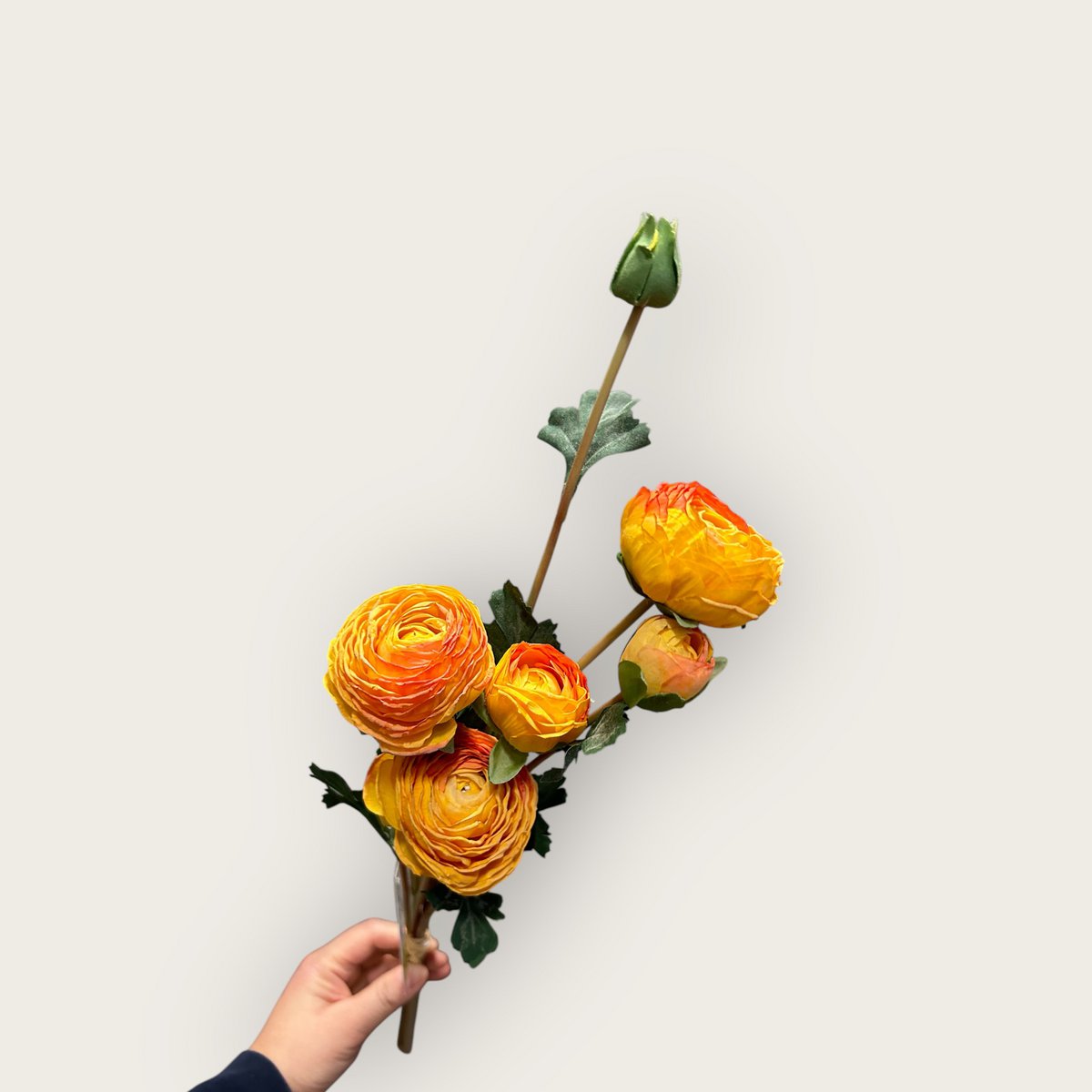 9-stengelige Mica Decorations Ranonkels Kunstbloemen Boeket / Lengte 55cm /orange
