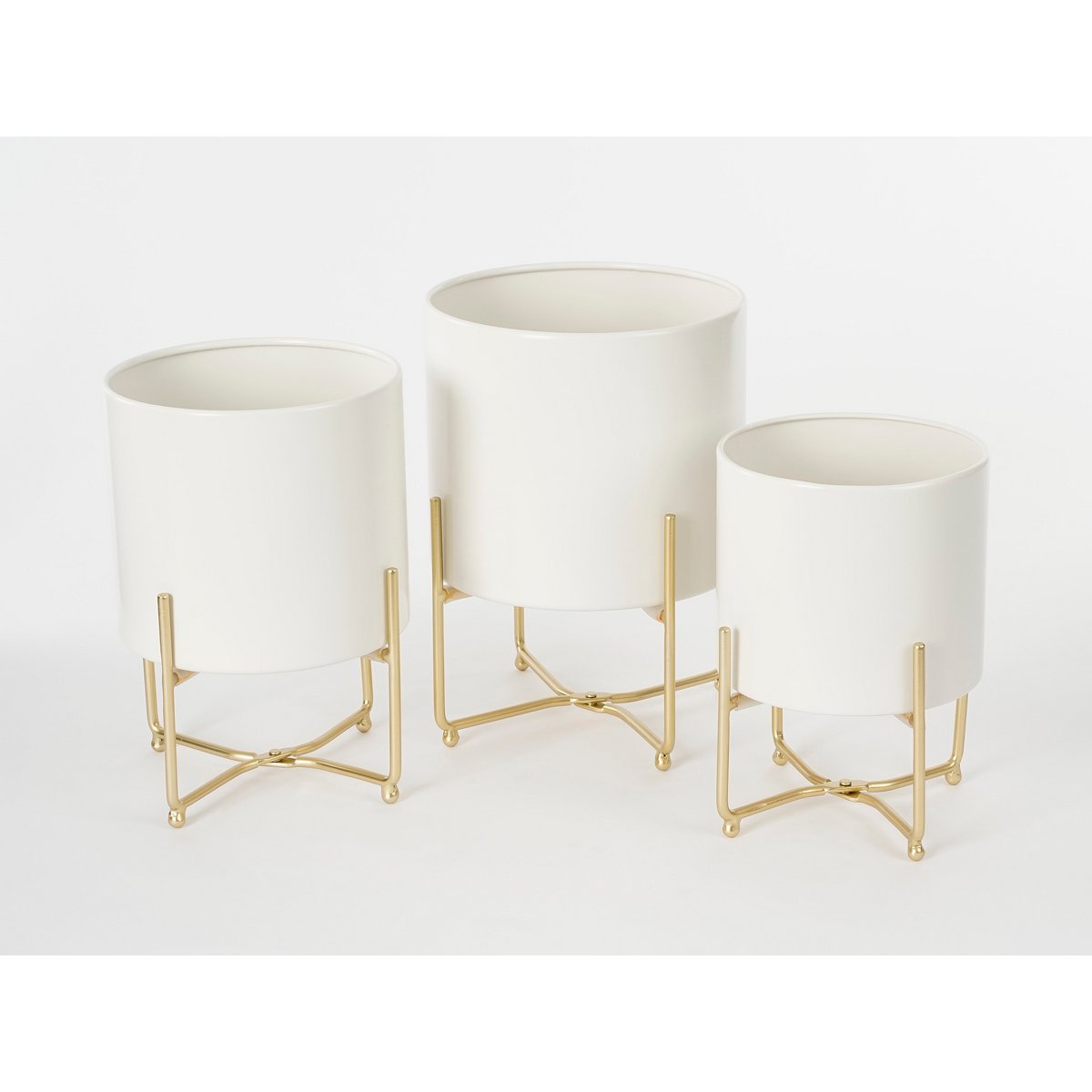 Clara Bloempot op Standaard - Set van 3 - H32 x Ø24 cm - Wit