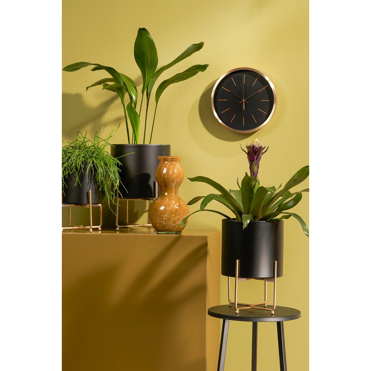 Yara Bloempot op Standaard - Set van 3 - H32 x Ø24 cm - Zwart