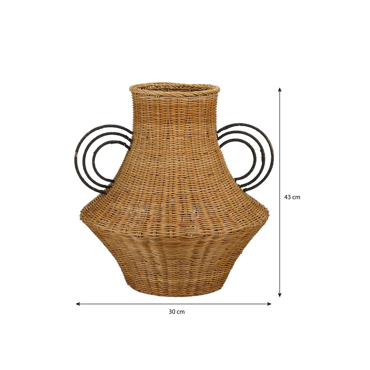 Fabiola Decoratie Vaas - H43 x Ø30 cm - Rotan - Bruin