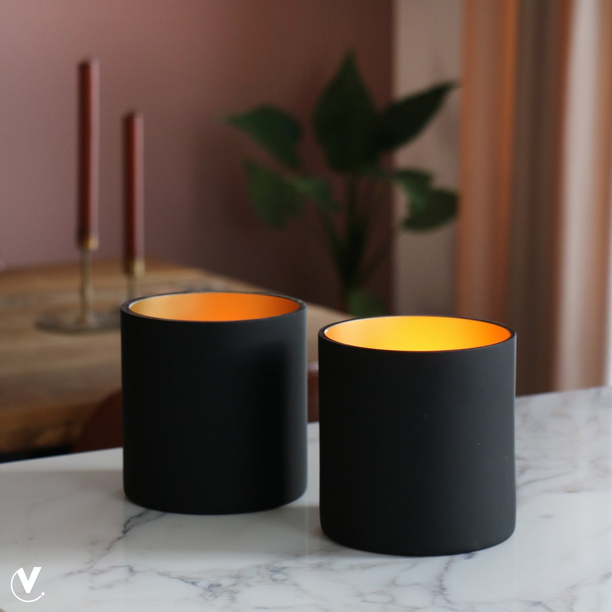 Waxinelichthouder - Celtic black gold (set van 2 stuks)