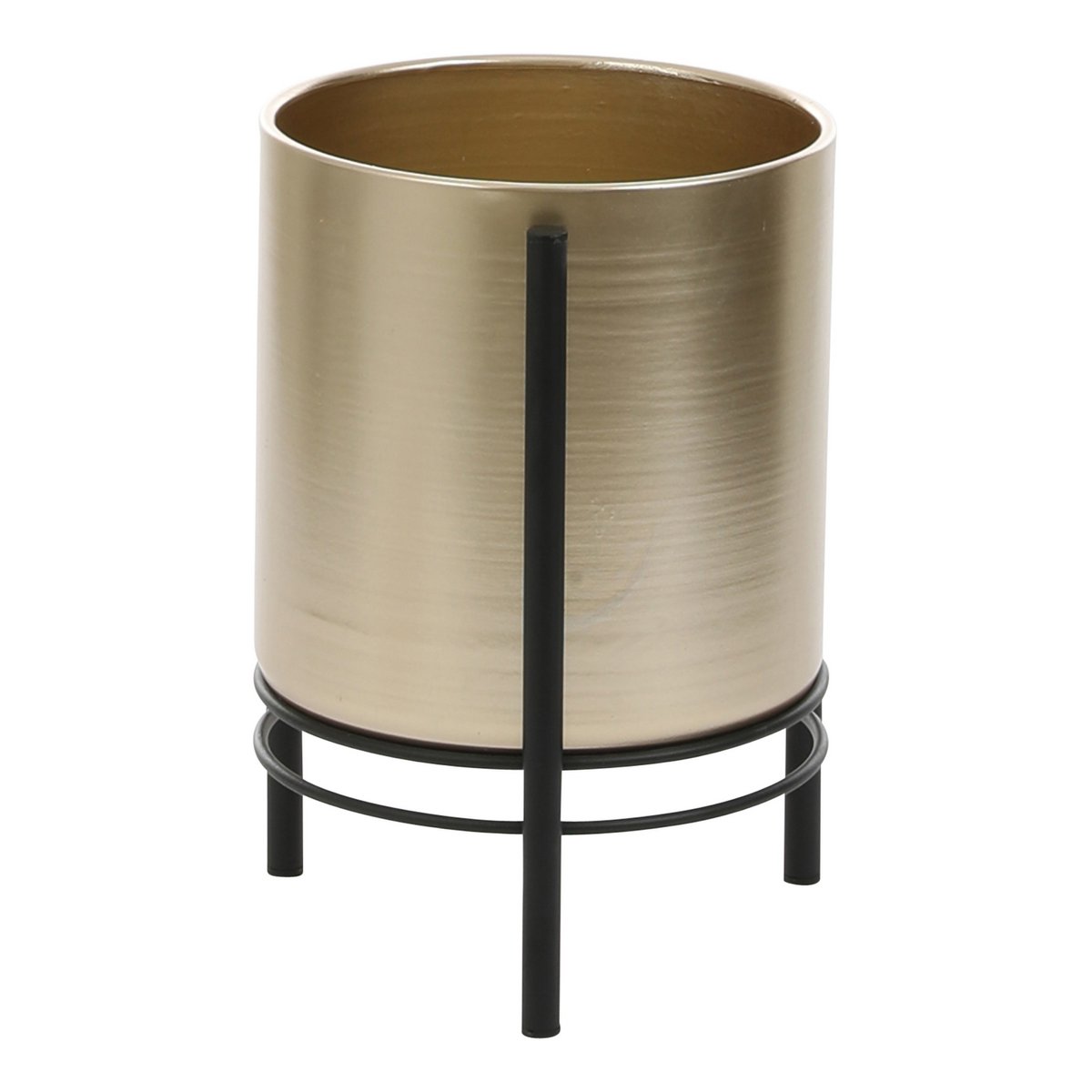 Sverre Bloempot op Standaard - H28 x Ø19 cm - Goud, Zwart