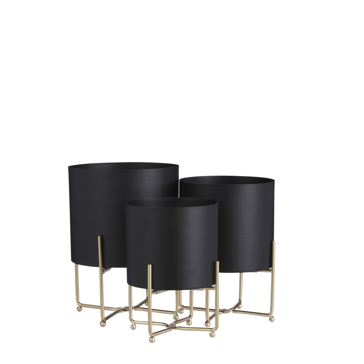 Yara Bloempot op Standaard - Set van 3 - H32 x Ø24 cm - Zwart